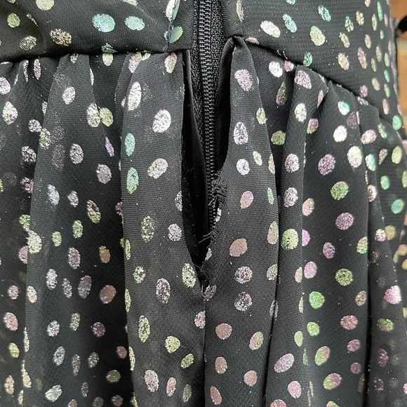 Vintage New Leaf 80’s Metallic Polka Dot Ruffle Dress - Picture 6 of 9